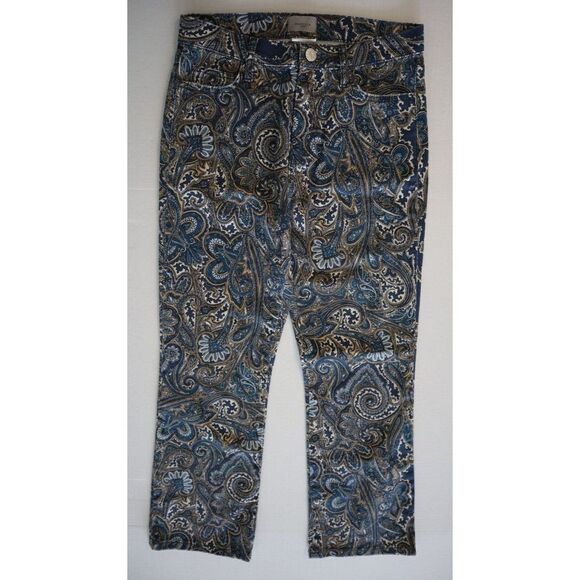 Marella 31361617-002 Women's Sz 4 Navy Paisley Print Avorio Cropped Jeans - Picture 3 of 11